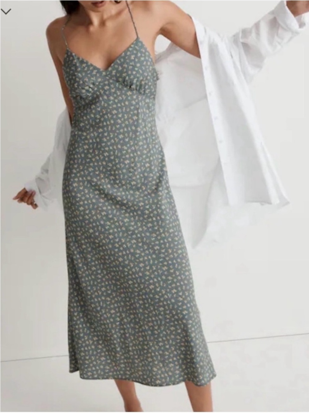 Madewell Layton Midi Slip Dress in Bitsy Bouquet / 4 / ARCHITECT GREEN